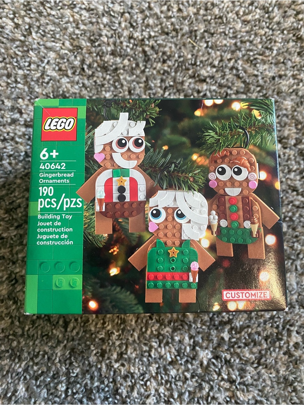 LEGO Gingerbread Ornaments Set - Brown, Green, White, Red, Pink